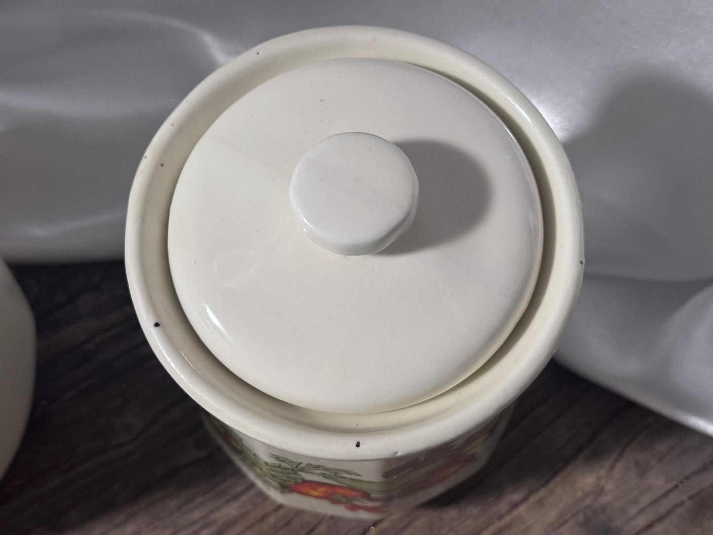 Vintage Cream Canisters with Garden Vegetables
