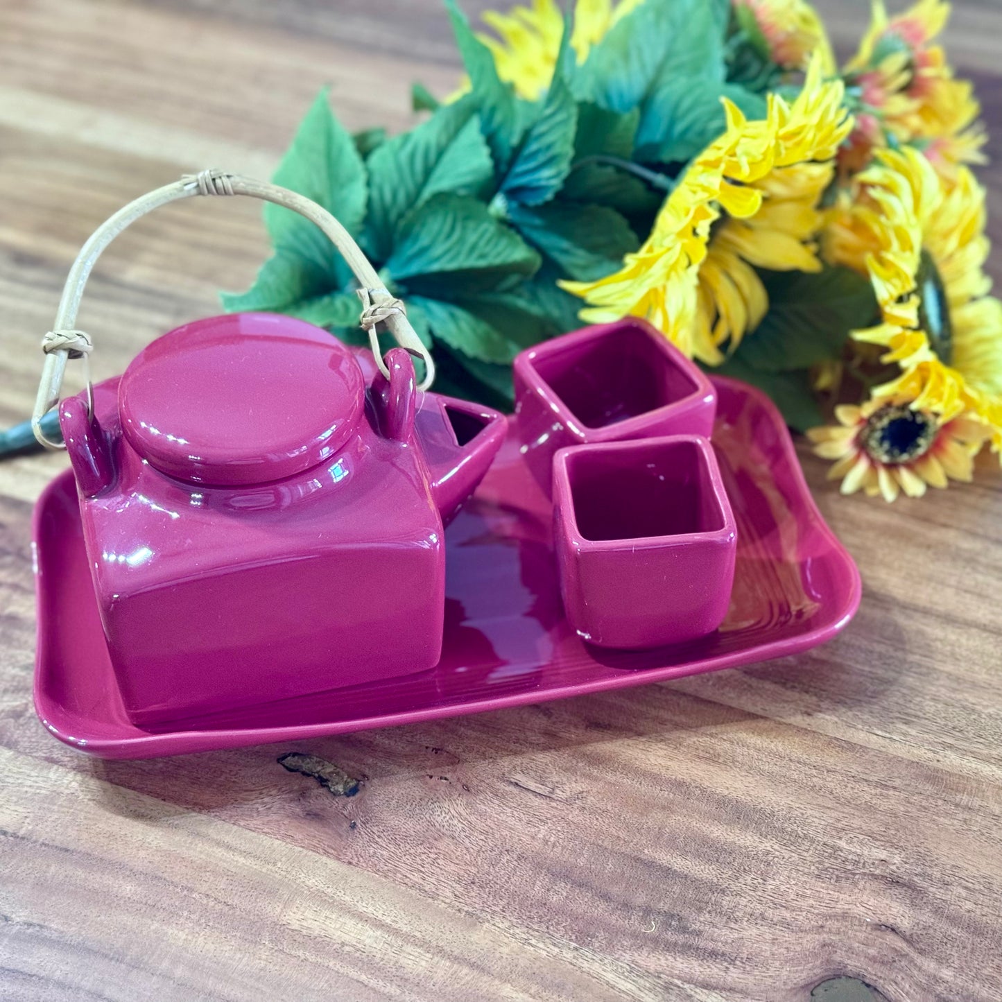 Mini Red Japanese Tea Set