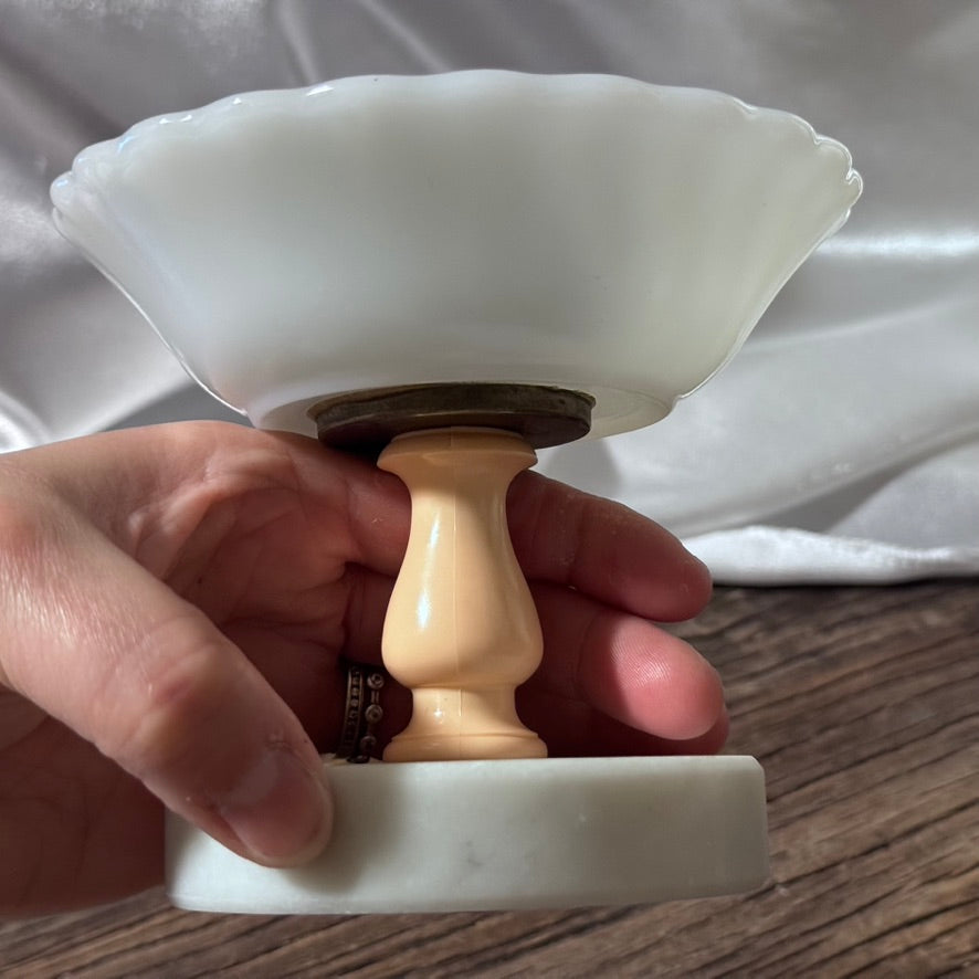 Milk Glass Pedestal Marble Soap Dish/Candy Dish