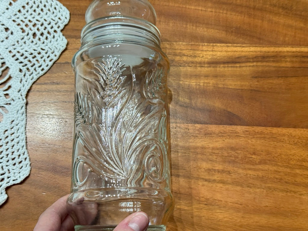 1982 Planters Mr. Peanut Clear Glass Jar Wheat Pattern