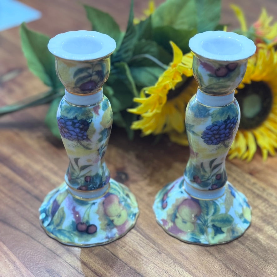 Fruit & Foliage Candlestick Holders