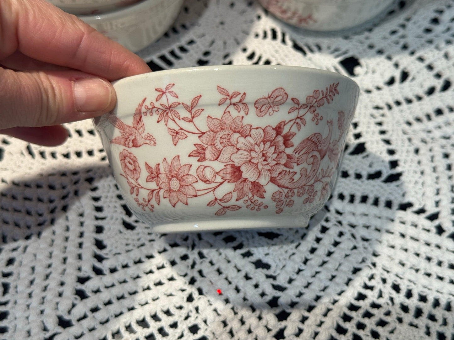 Vintage WINDSOR Steelite Ironstone Pink Transferware Bowls