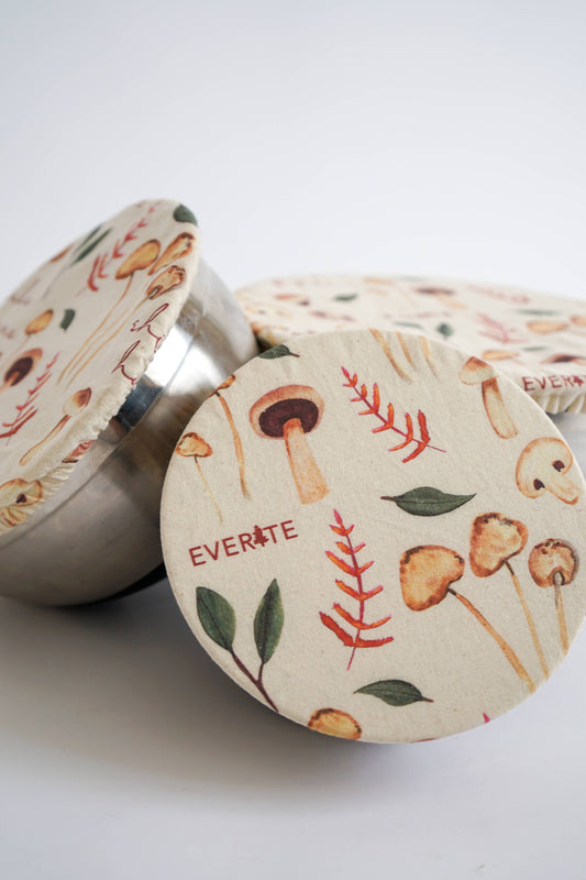 Reusable Bowl Cover, Set of 3 - Mushrooms