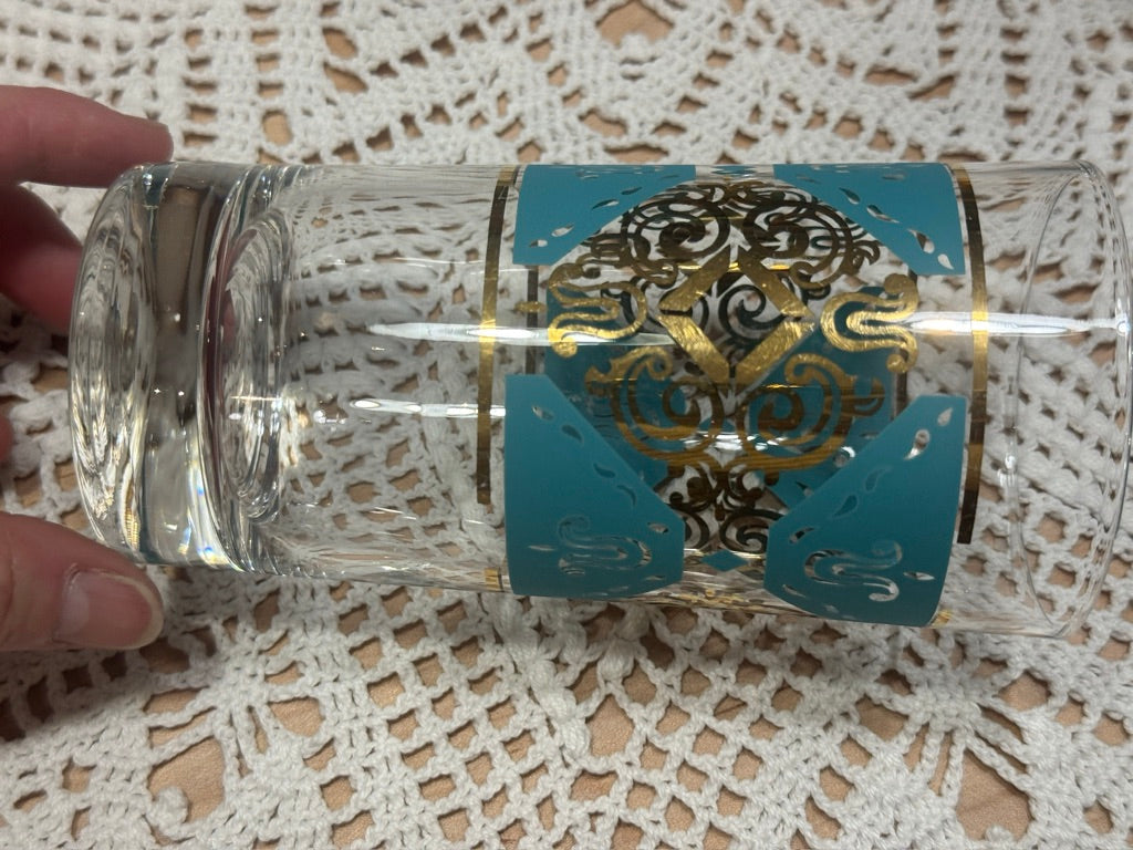 1950s Gold/Turquoise Highball Glasses