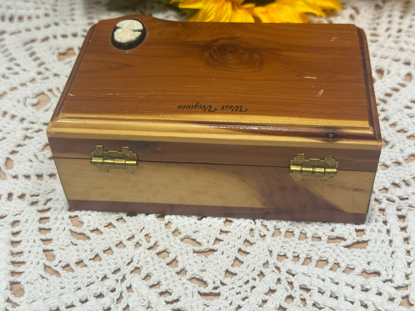 Handmade Cedar Cameo Sewing/Keepsake Box