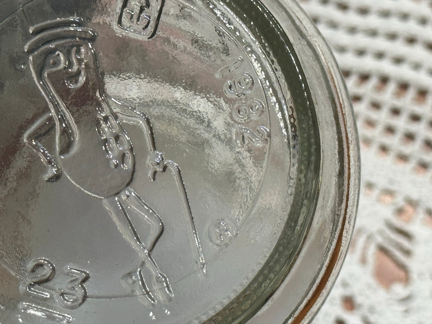 1982 Planters Mr. Peanut Clear Glass Jar Wheat Pattern