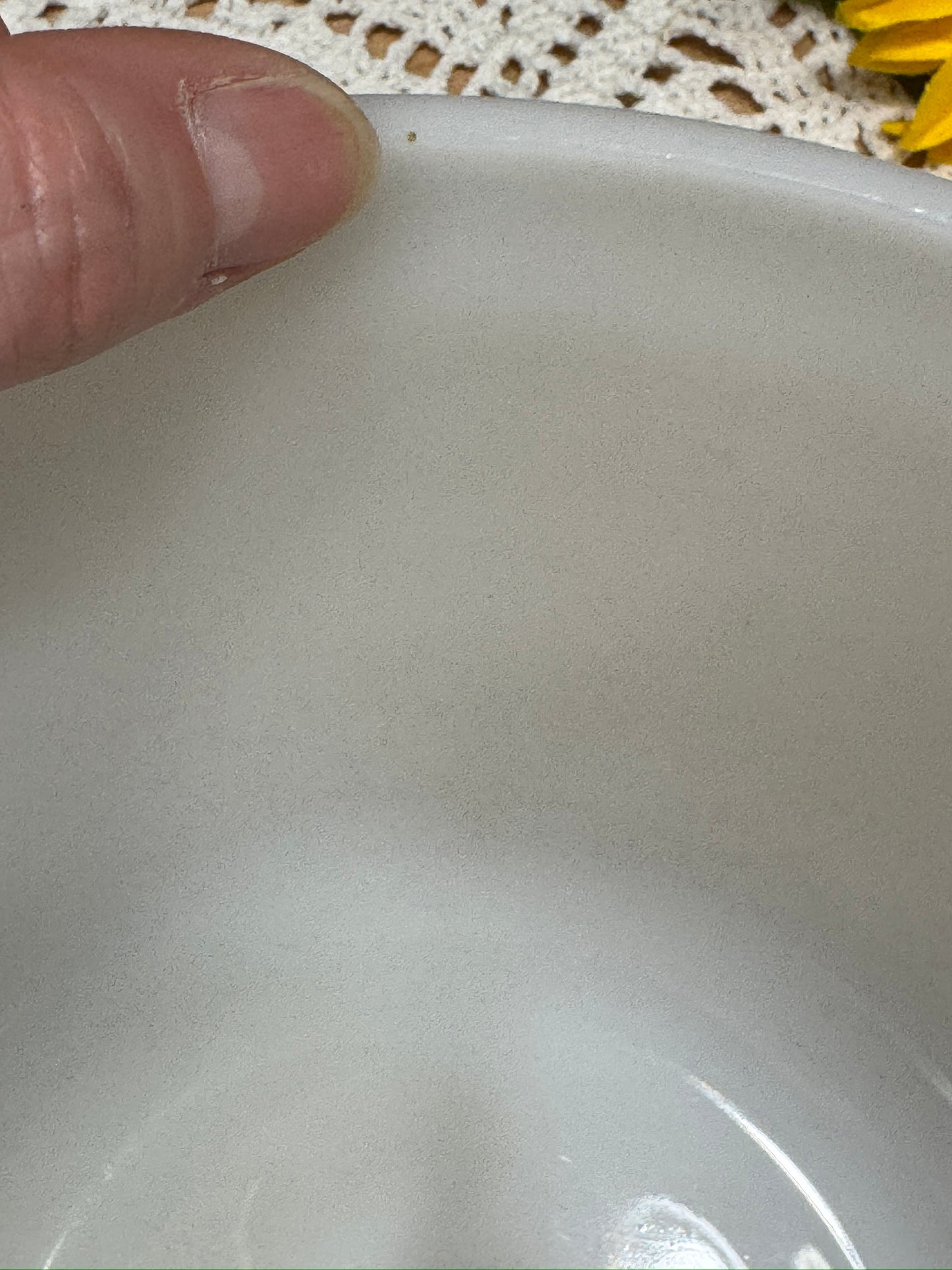 Glasbake Milk Glass Floral Design Mixing Bowl
