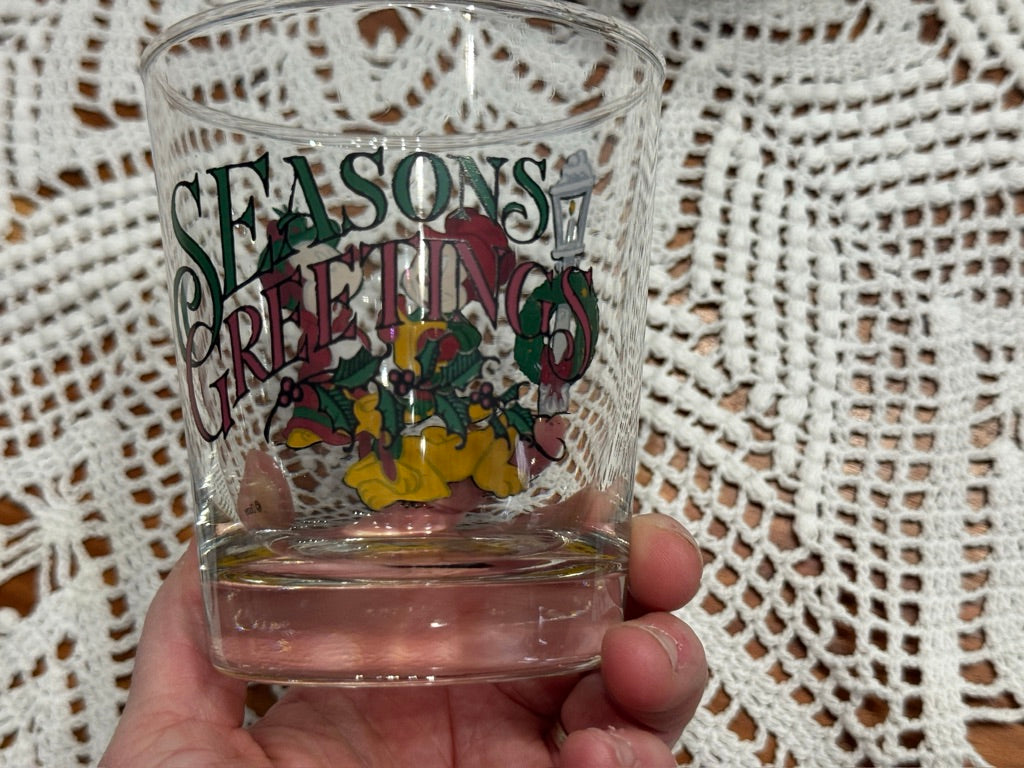 Anchor Hocking Disney Mickey And Friends "Seasons Greetings" Christmas Glasses