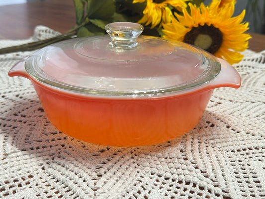 Anchor Hocking Fire-King Orange Round Casserole Dish