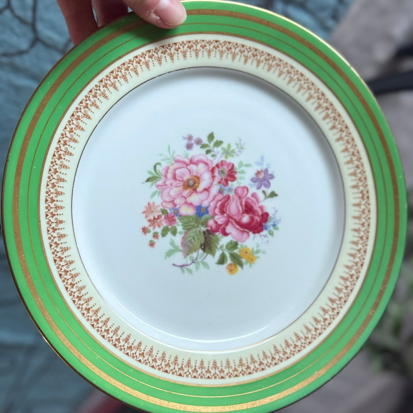 Adderley Ware Green Floral Victorian Plate
