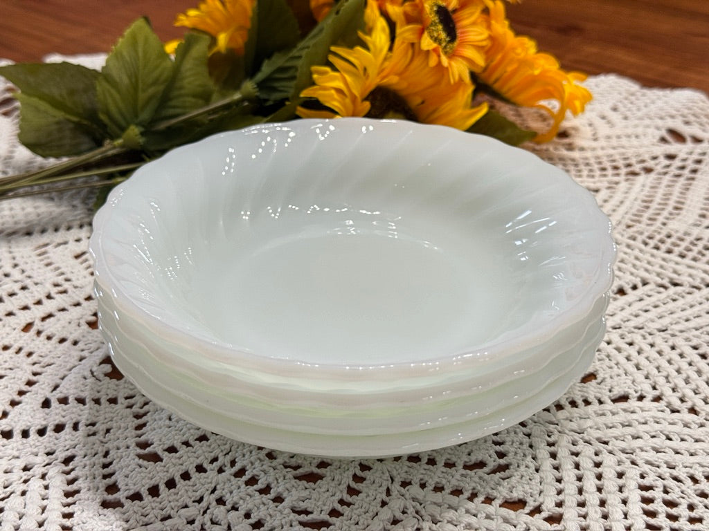 Anchor Hocking Fire-King Milk Glass Swirl Bowls