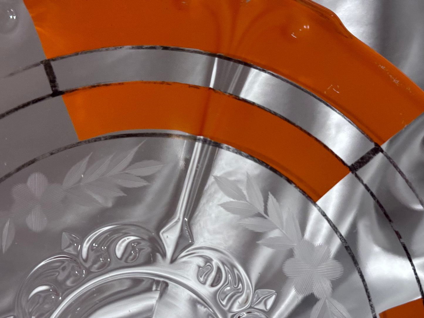 Orange & Clear Glass Art Deco Serving Teay