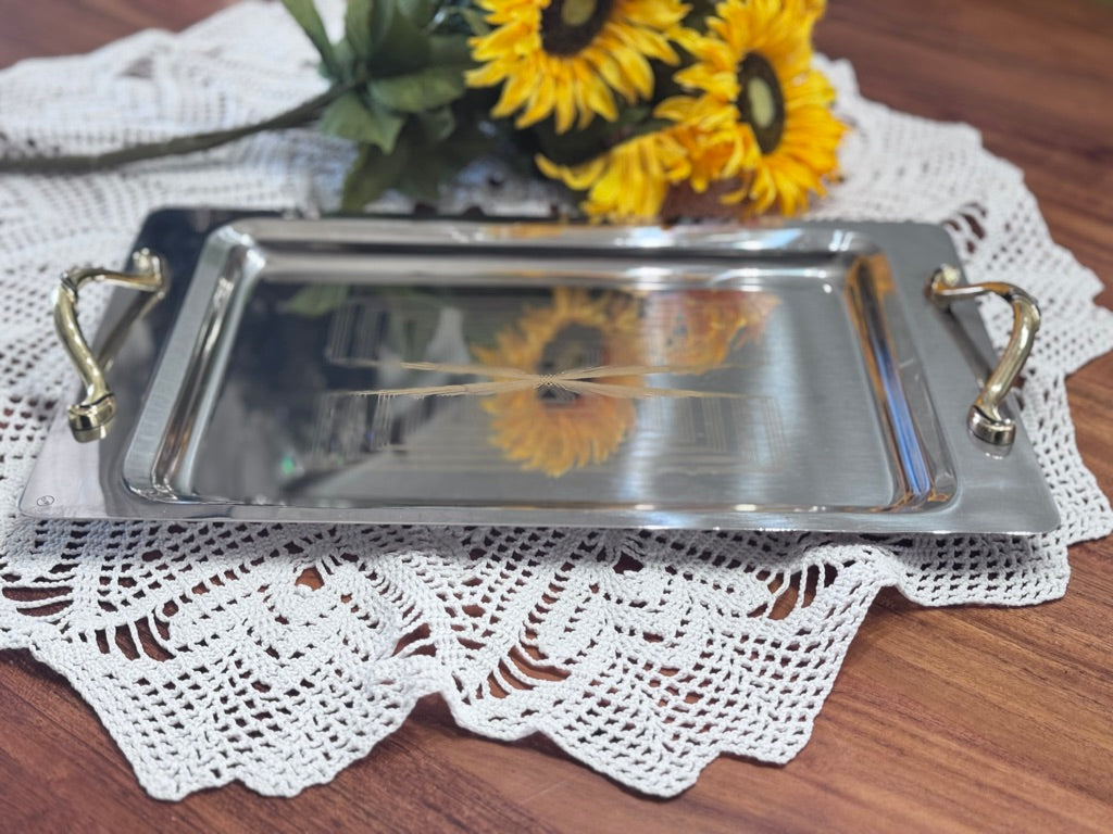 Stainless Steel Italian Serving Tray/Bar Cart Decor