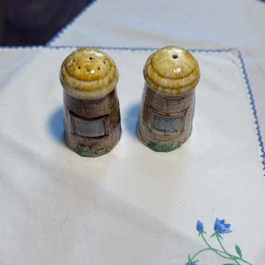 Ceramic Cottage Salt & Pepper Shaker Set England