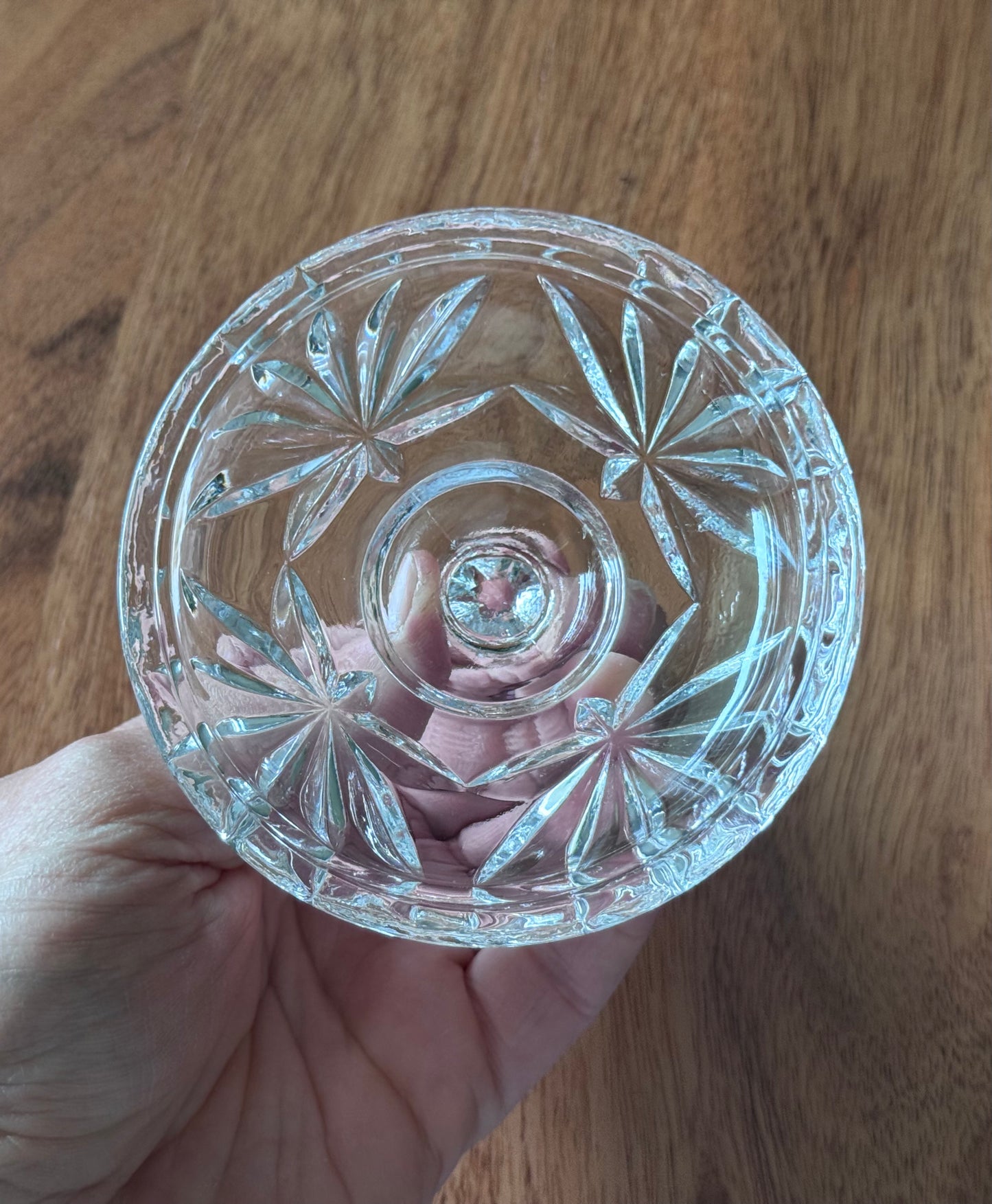 Anchor Hocking Star of David Cut Glass Creamer and Covered Sugar Set