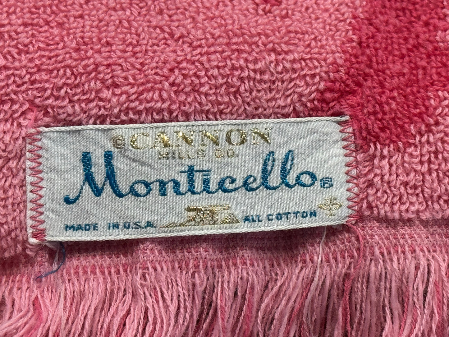 Pink Floral Cannon Mills Co "Monticello" Bath Towel