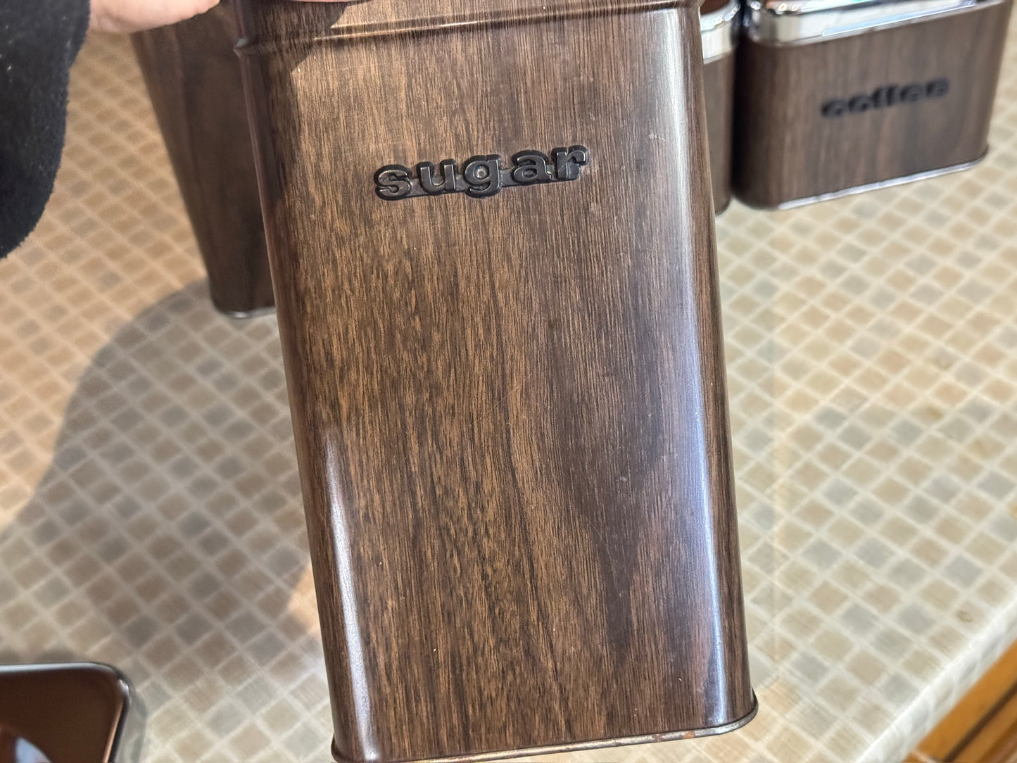 The Queen Line Faux Wood Grain Finish Canister Set