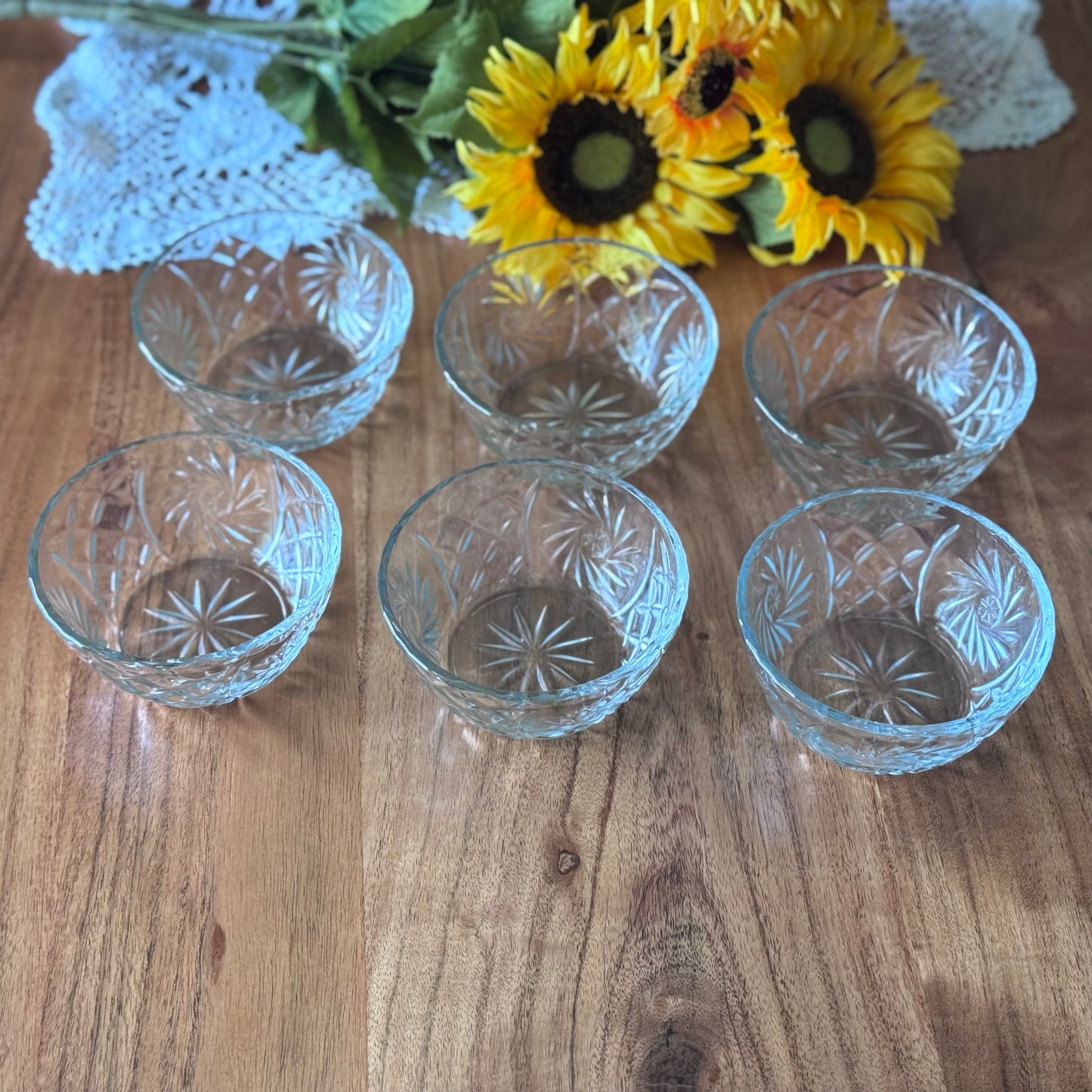Anchor Hocking Star of David & Starburst Dessert/Fruit Bowls/Sugar Bowls