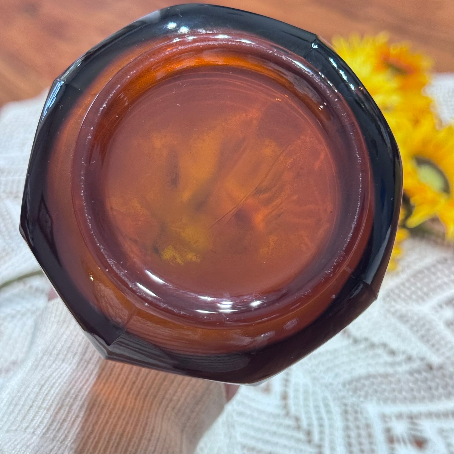 Vintage Amber Swung Glass Vase