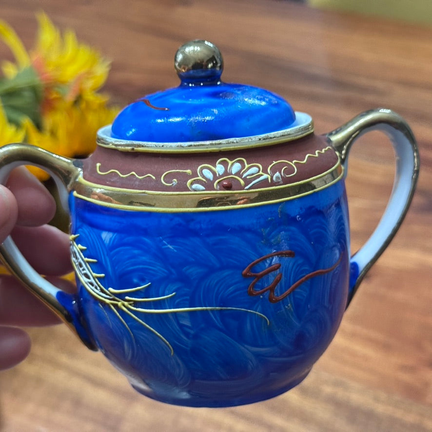 Vintage Japanese Moriage Dragonware Sugar Bowl & Cups & Saucers