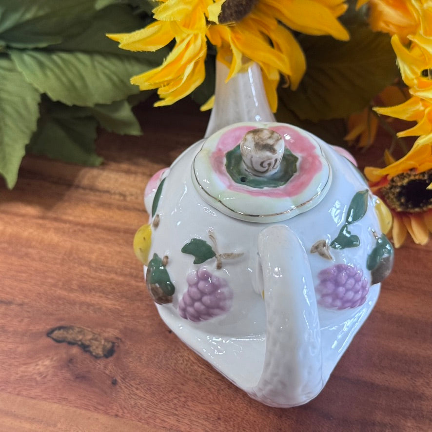 Small Porcelain Swan Shaped Teapot with Fruit