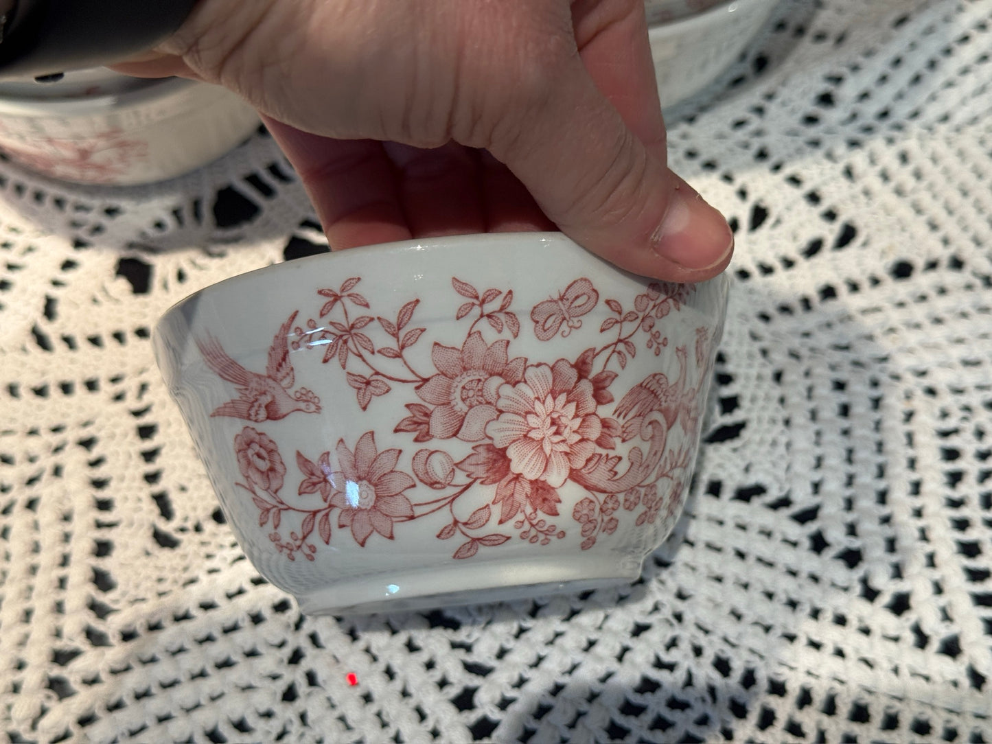 Vintage WINDSOR Steelite Ironstone Pink Transferware Bowls