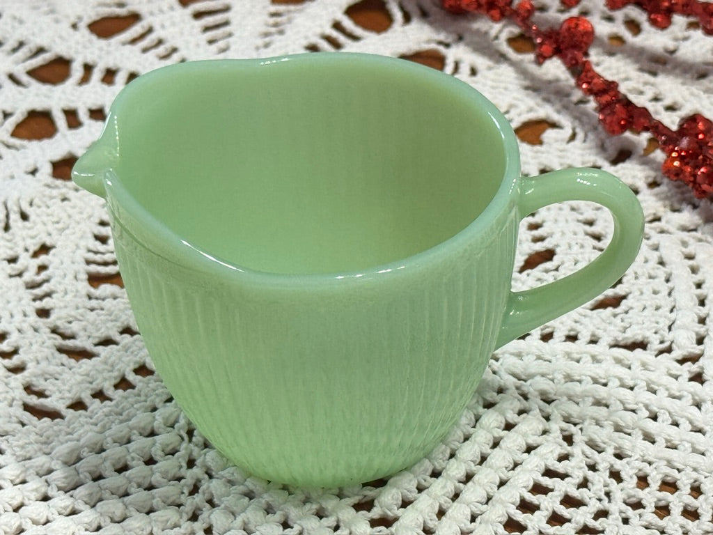 Fire-King Jadeite Jane Ray Creamer