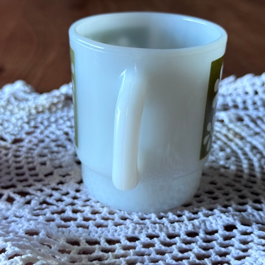 Fire-King Daisy Pattern Stackable Coffee Mugs