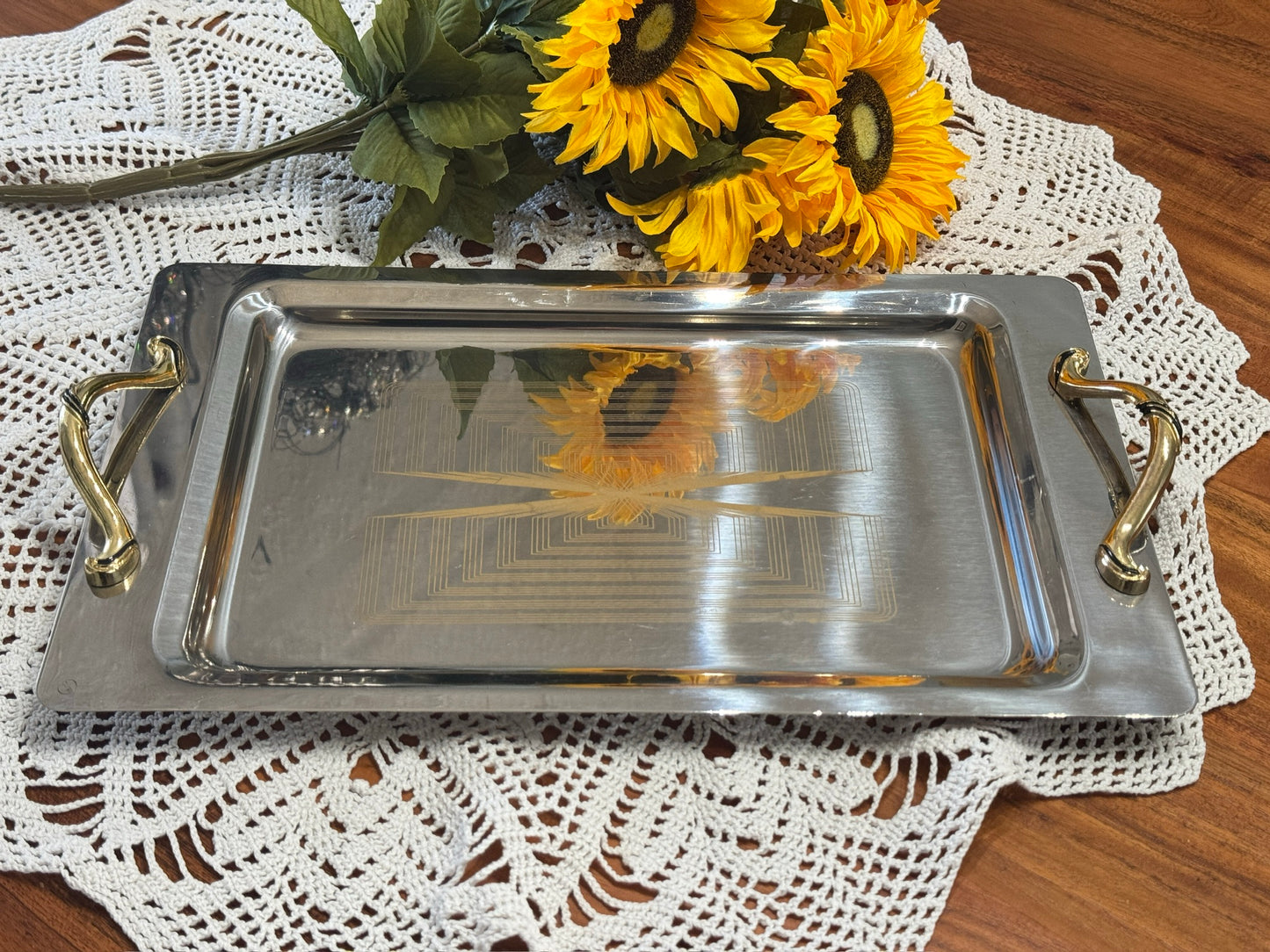 Stainless Steel Italian Serving Tray/Bar Cart Decor