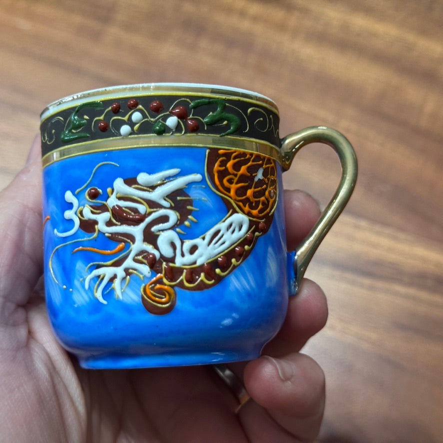 Vintage Japanese Moriage Dragonware Sugar Bowl & Cups & Saucers