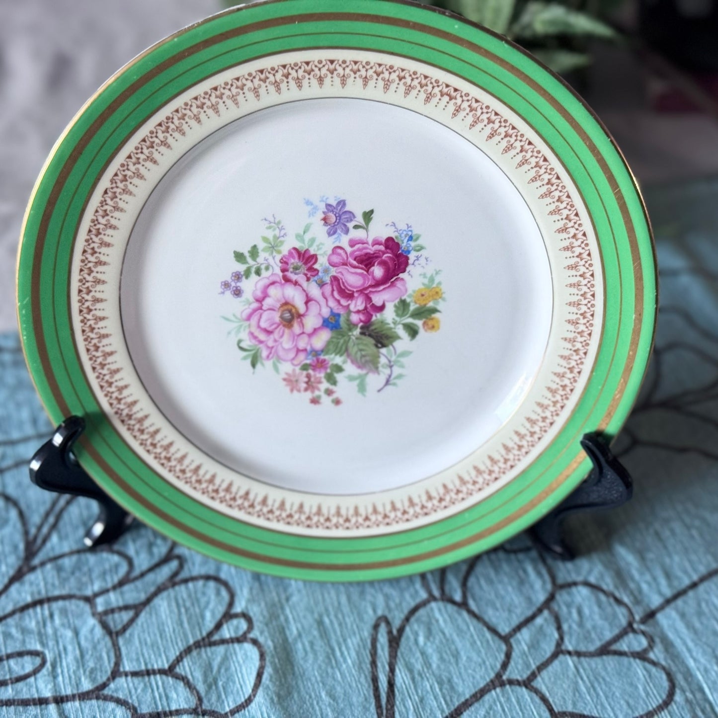 Adderley Ware Green Floral Victorian Plate
