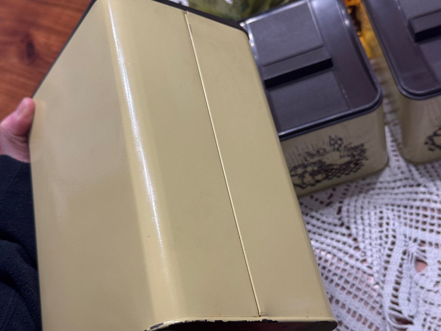 Vintage Ekco Yellow/Brown Stackable Canister Set