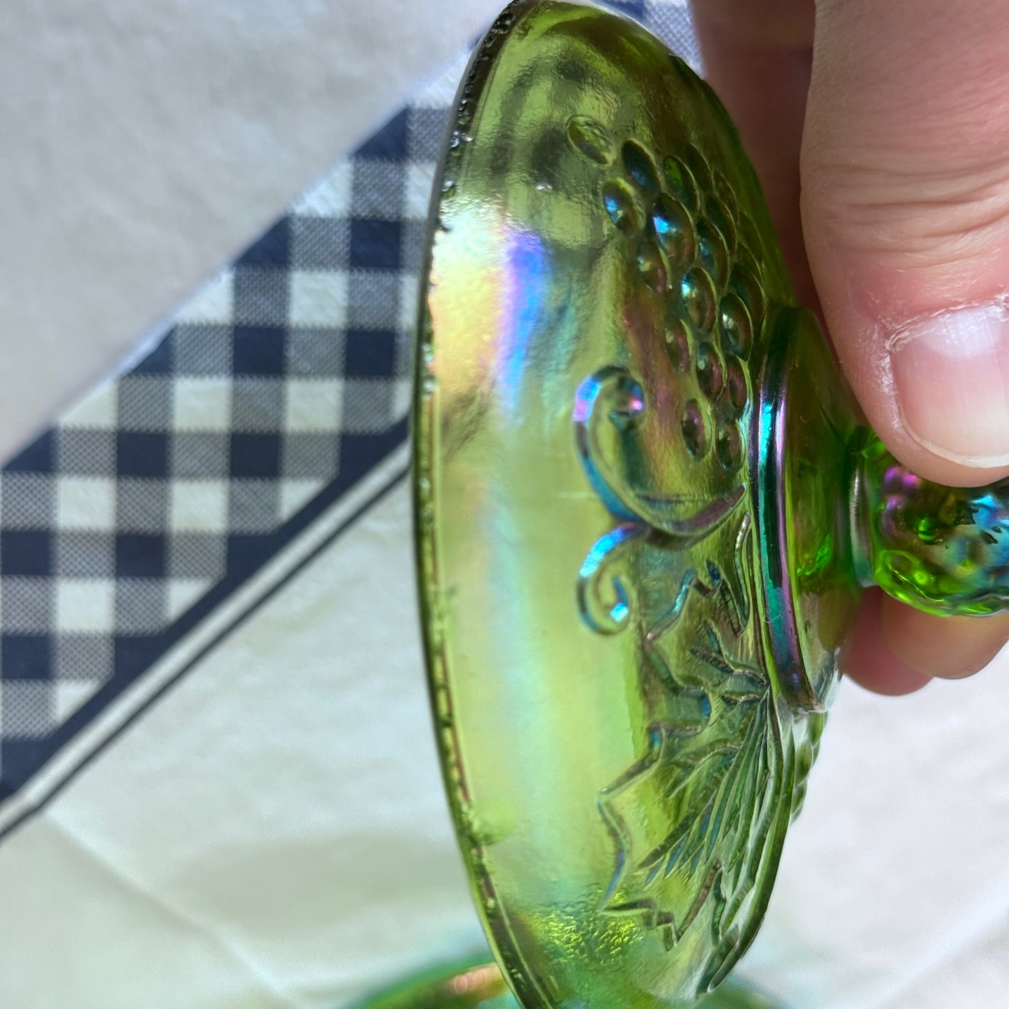 Indiana/Carnival Green Glass Biscuit/Candy Jar