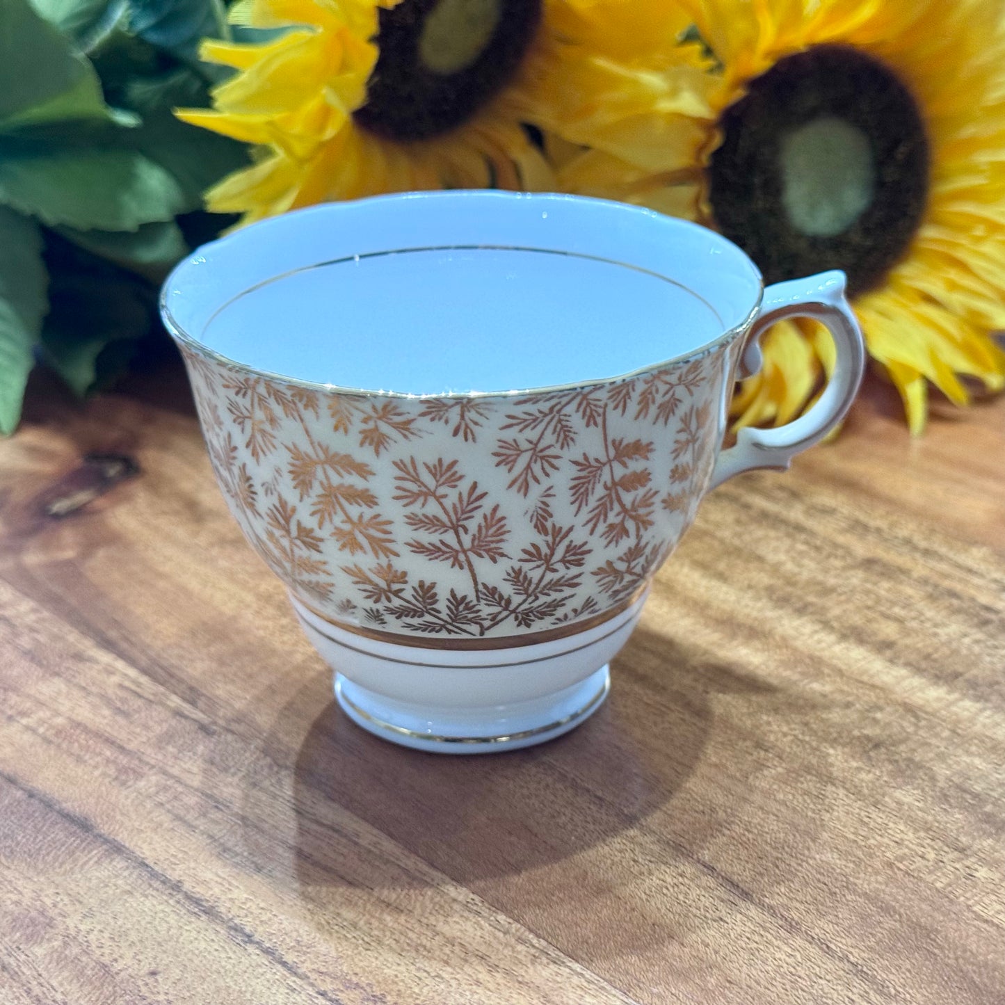 Colclough Gold Leaves on Mint Green Teacup & Saucer Set