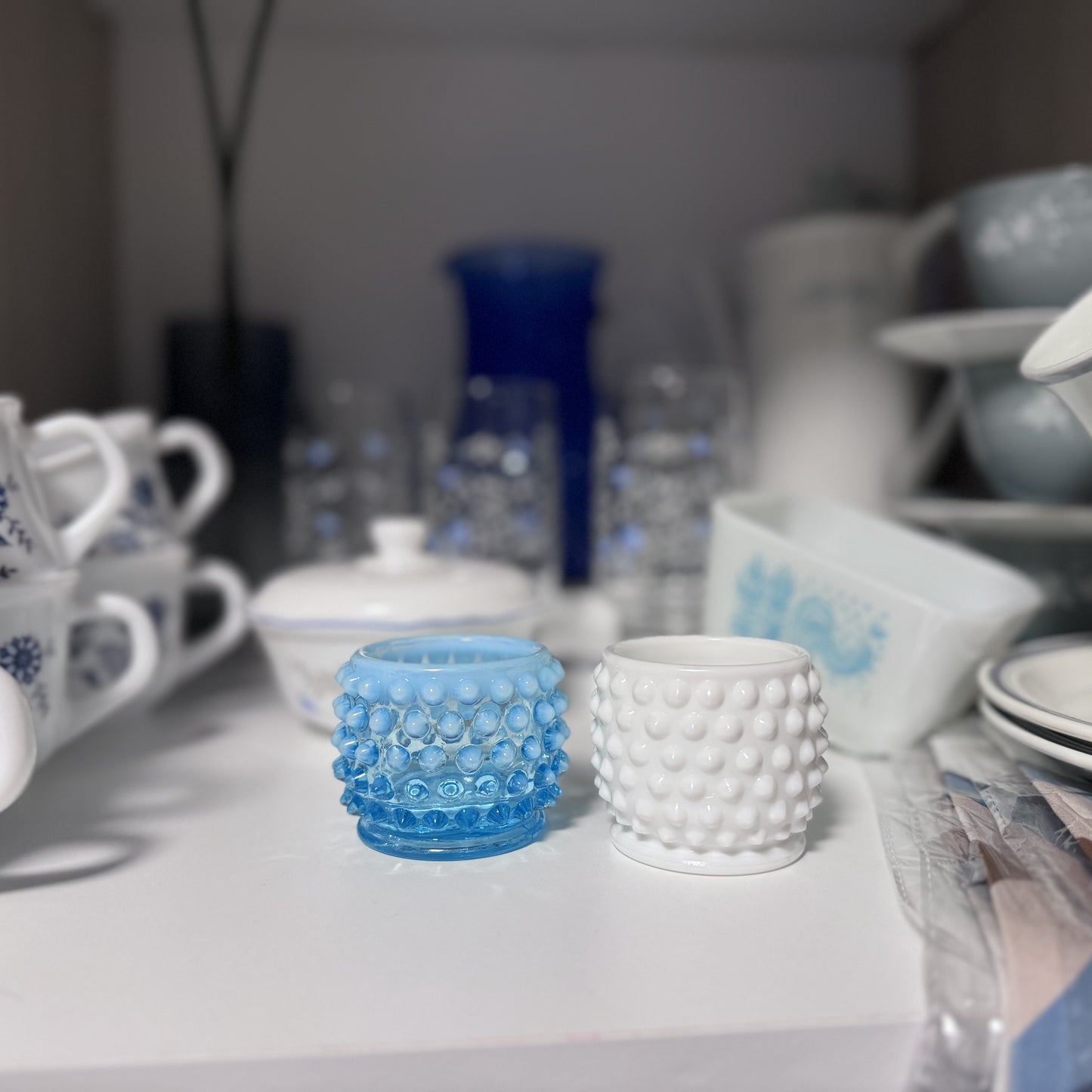 Fenton Hobnail Milk Glass Mustard Jar