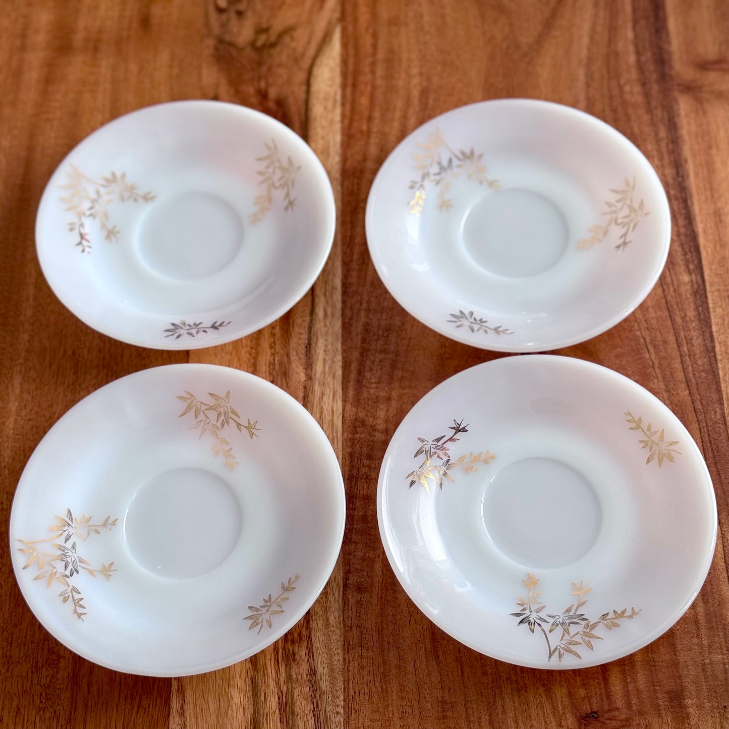 Federal Milk Glass 'Golden Glory' Saucers
