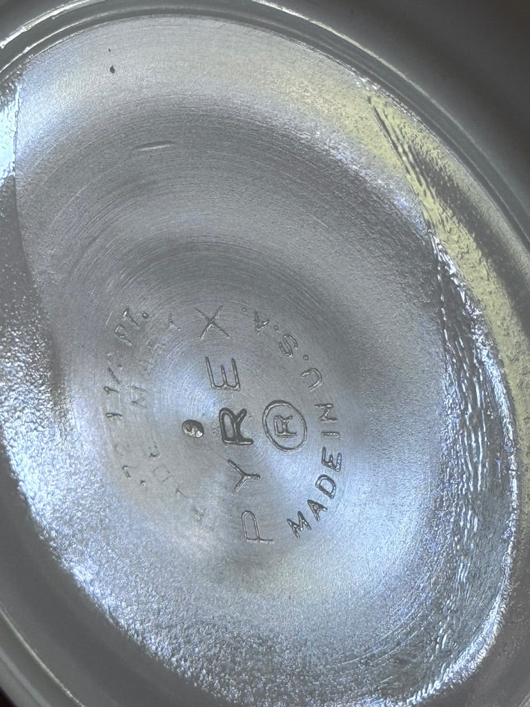 PYREX #472 Casserole Dish 'Homestead or Blue & Green Leaf' Pattern