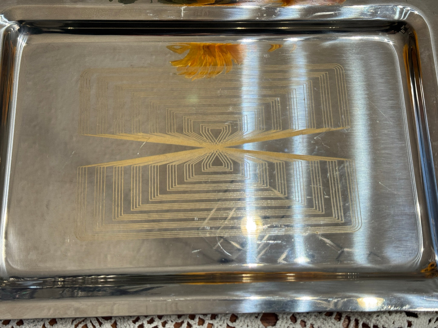 Stainless Steel Italian Serving Tray/Bar Cart Decor