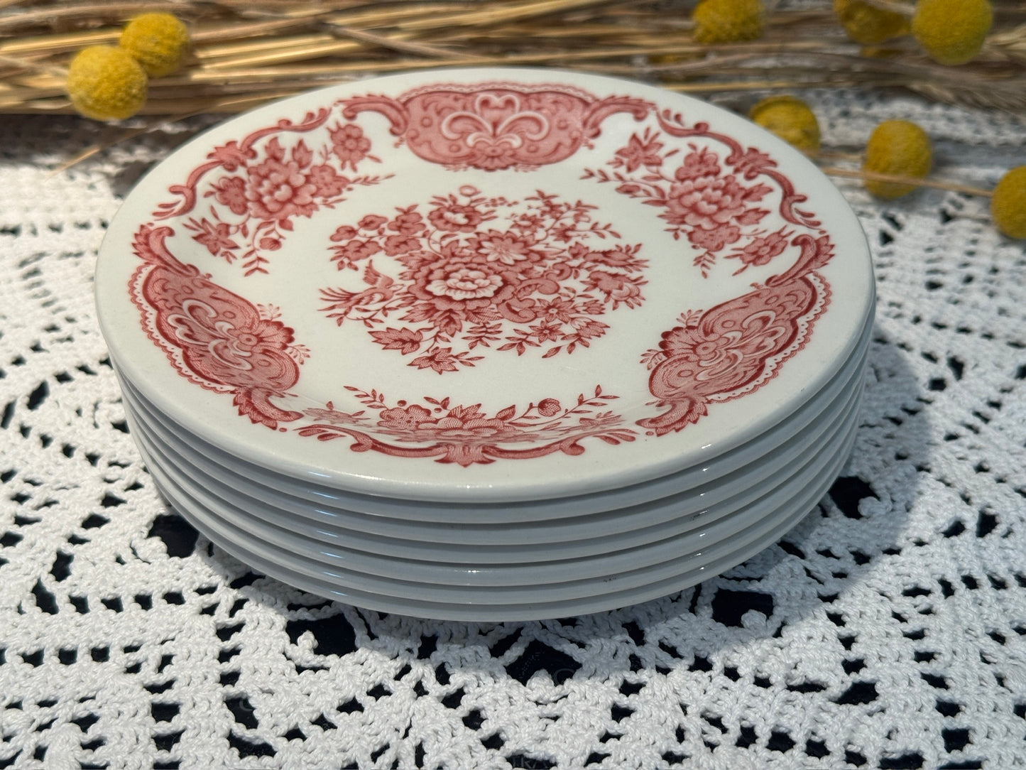 Vintage WINDSOR Steelite Ironstone Pink Transferware Floral Saucer