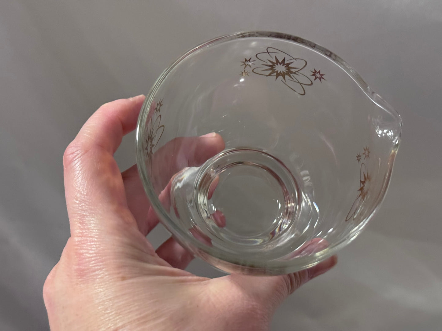 Clear Glass/Gold Atomic Starburst Creamer and Sugar
