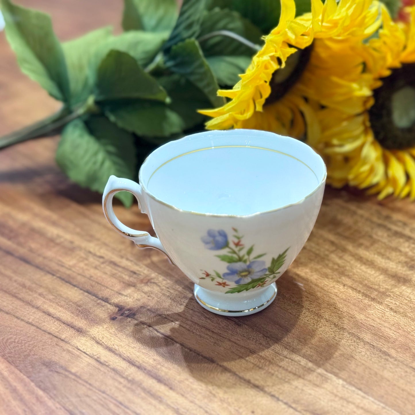 Colclough Blue Floral Teacup & Saucer Set
