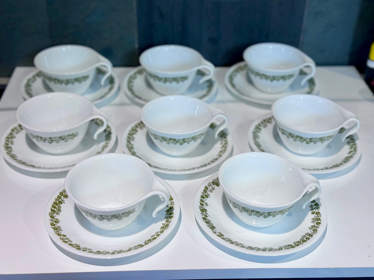 Corelle Spring Blossom, Crazy Daisy, Hook Handle, Cups and Saucers