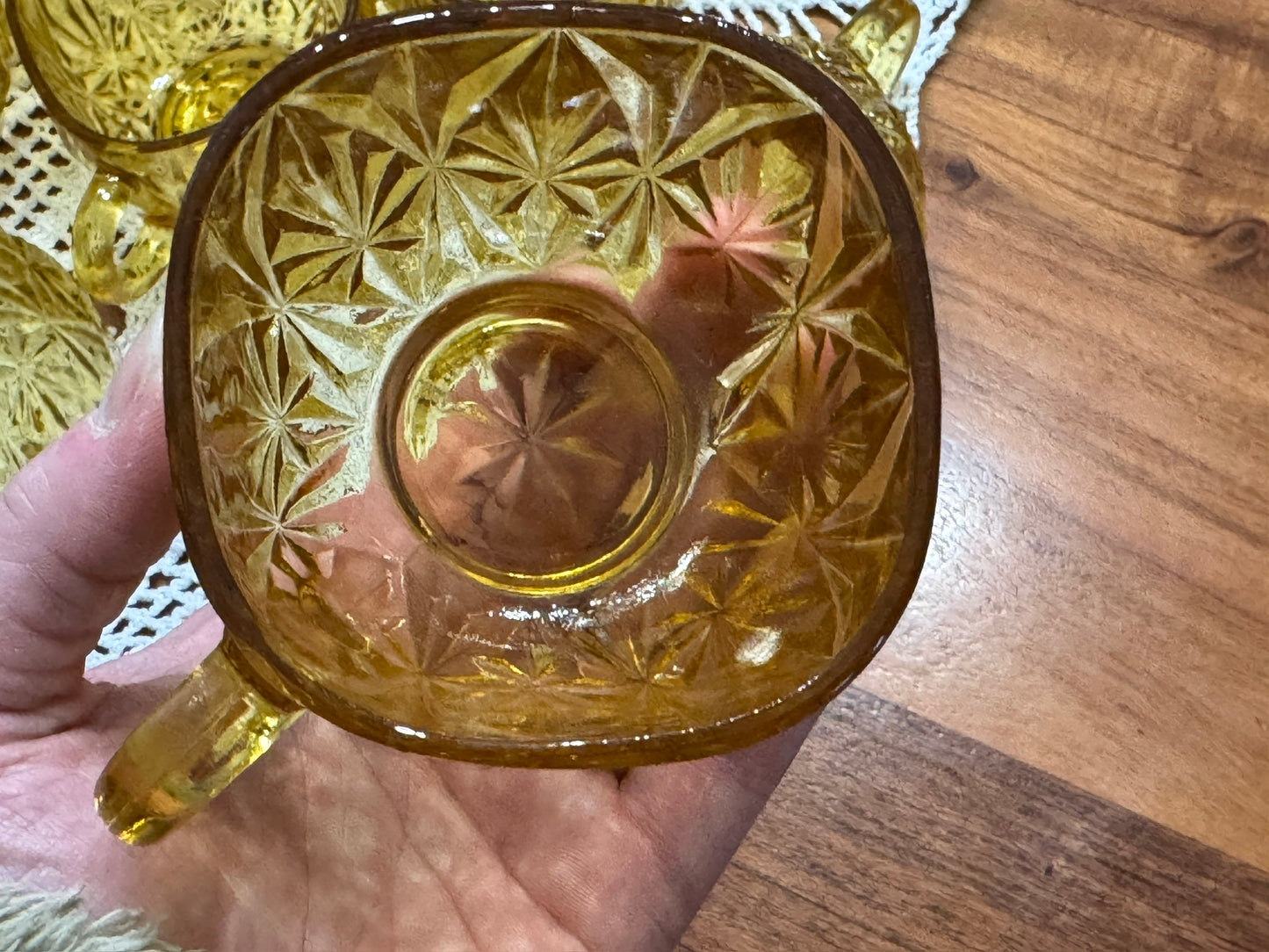 Hazel Atlas Amber Glass Williamsport Punch Bowl Set