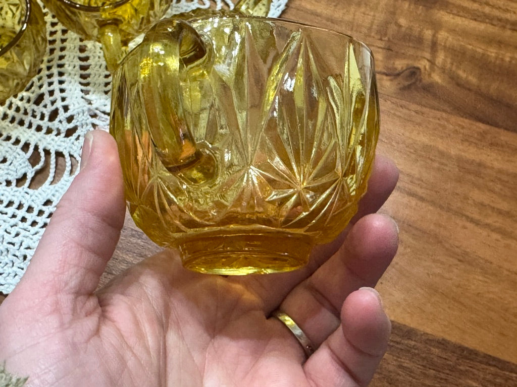 Hazel Atlas Amber Glass Williamsport Punch Bowl Set