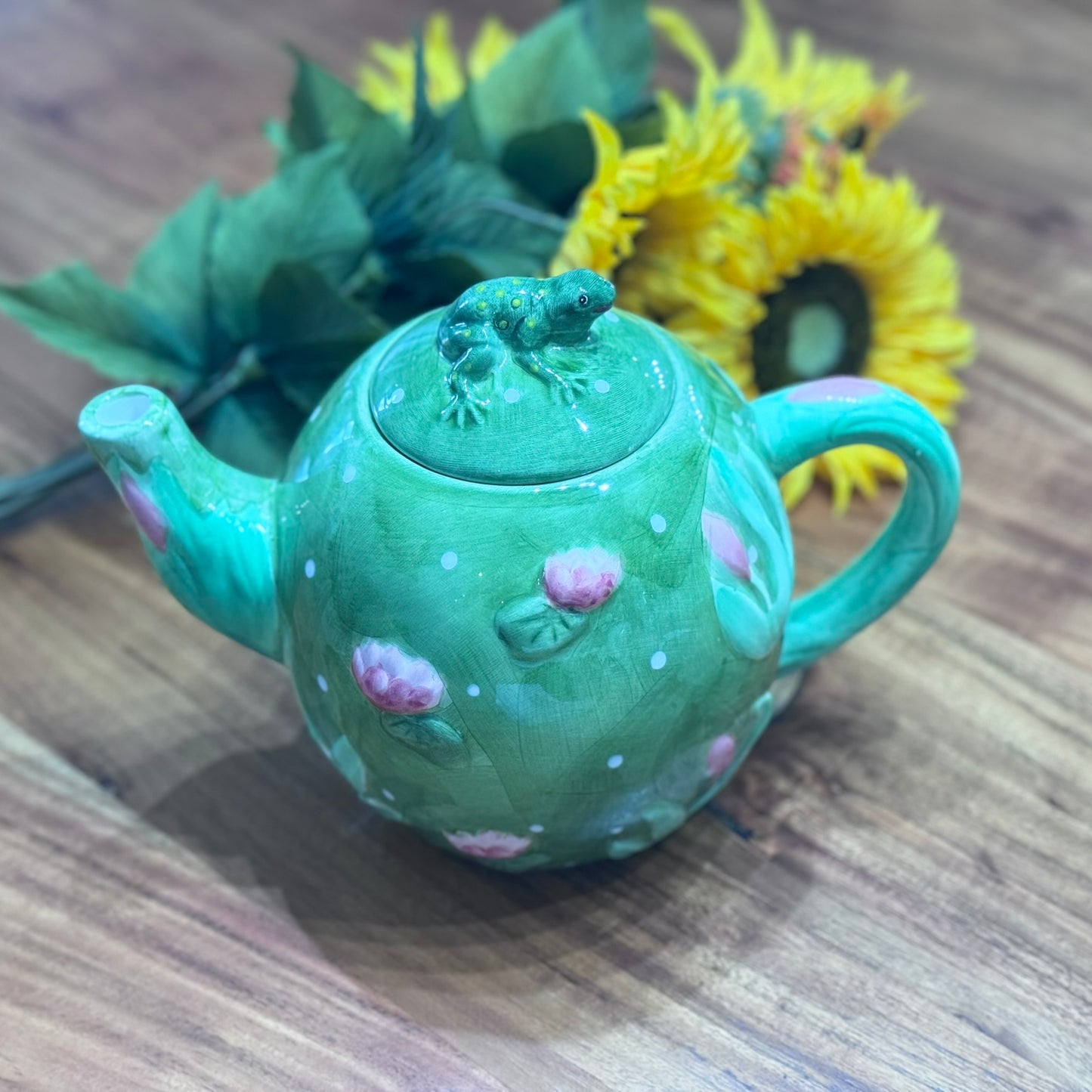 Frog Majolica Teapot