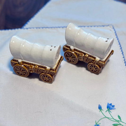 Vintage Covered Wagon Salt & Pepper Set