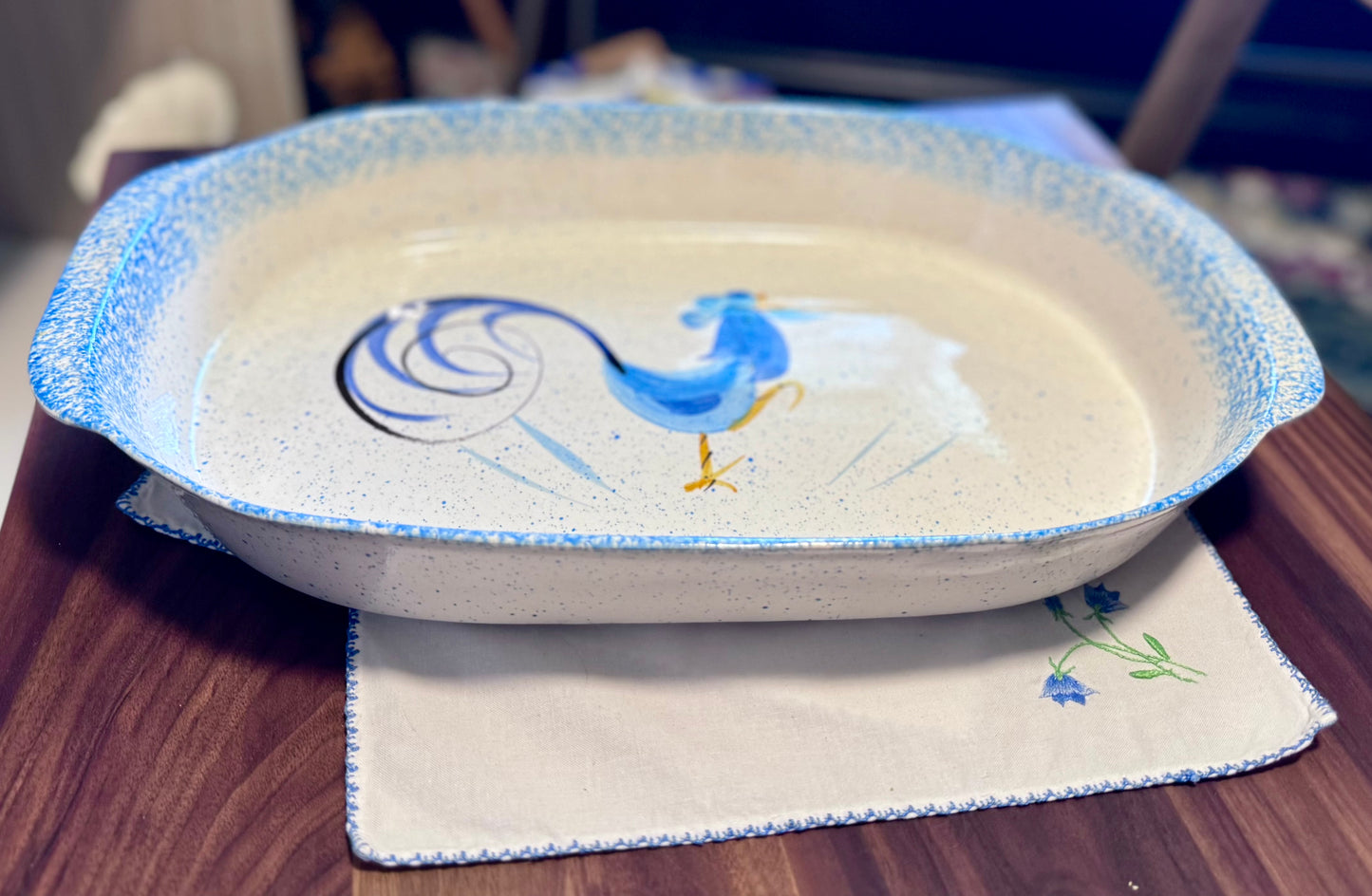 Blue Rooster Serving Dish