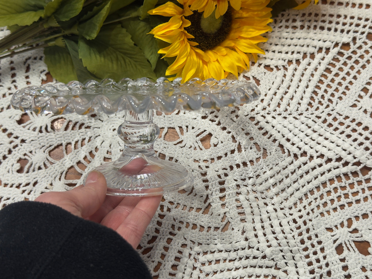 Small Pressed Glass Cake Pedestal