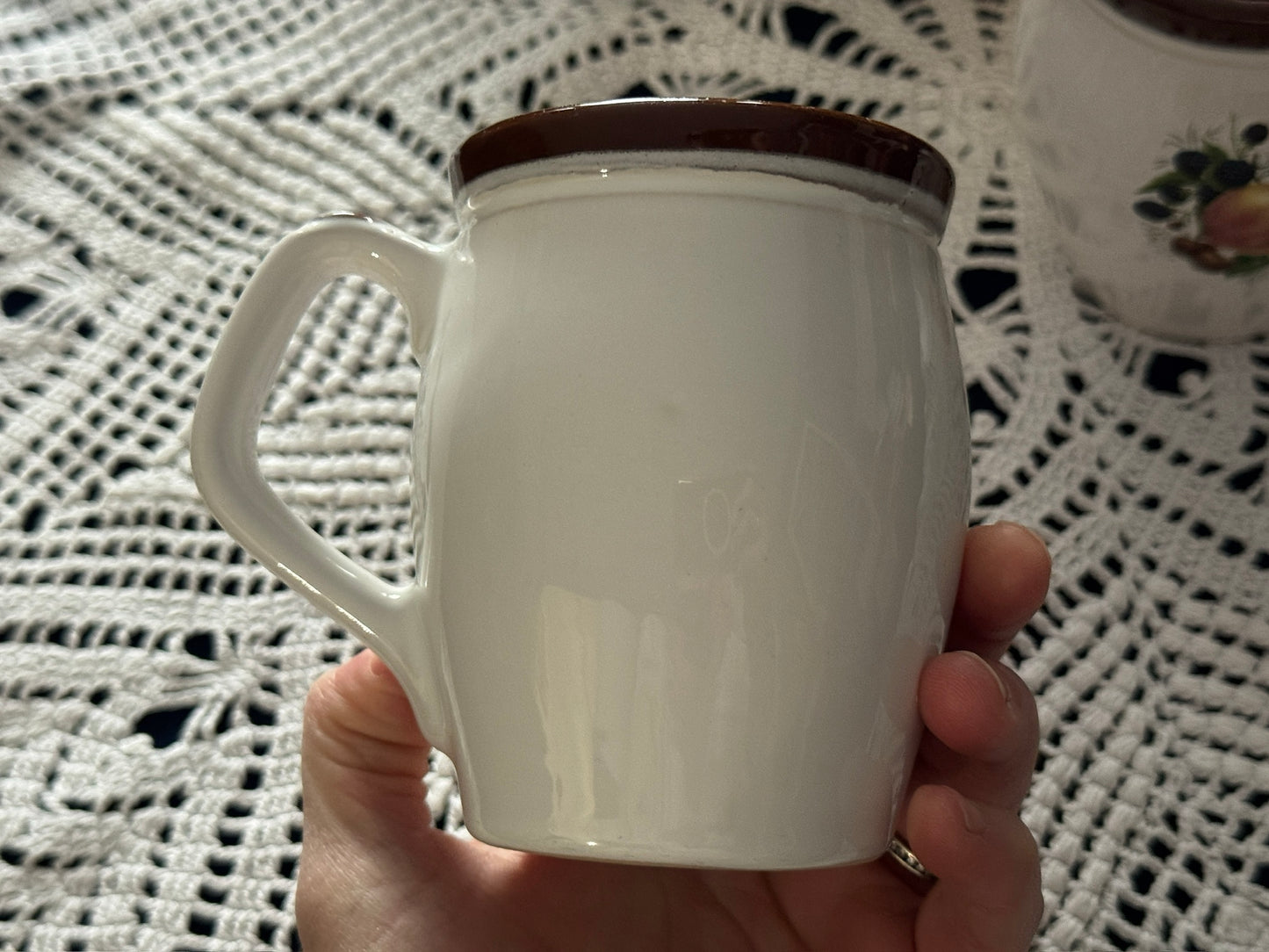 Beauce Stoneware Pottery Fruit Motif Mugs