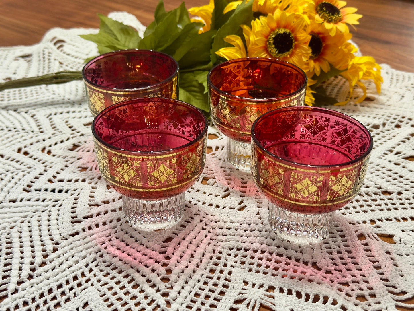 Cristallerie Italy Red Cocktail Glasses